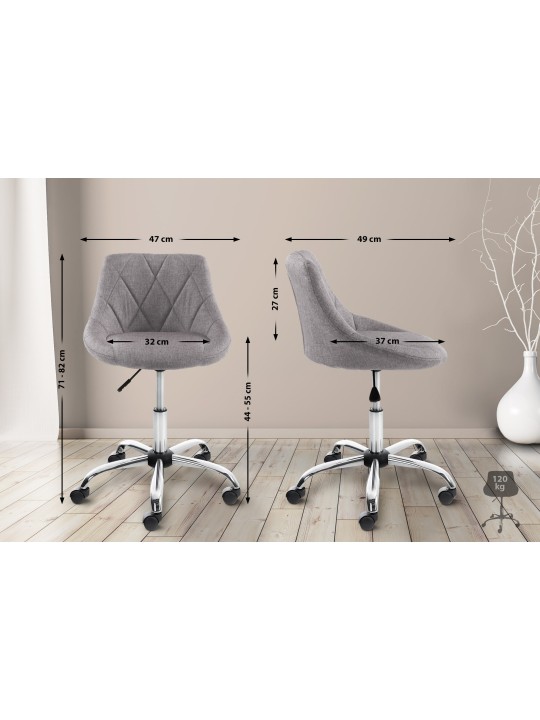 Taburete de trabajo tela Lazio, gris