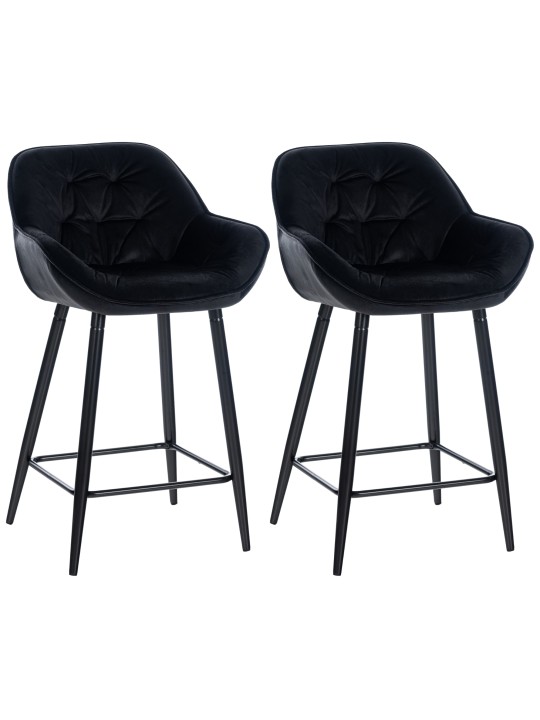 Juego de 2 taburetes de bar Gibson terciopelo, negro