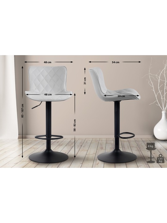 Taburete de bar Emma piel sintética, blanco