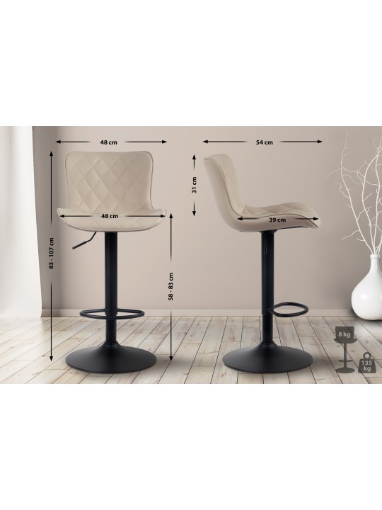 Juego de 2 taburetes de bar Emma de piel sintética, crema Juego de 2 taburetes de bar Emma de piel sintética, crema