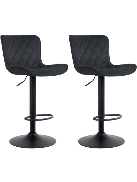 Juego de 2 taburetes de bar Emma terciopelo, negro