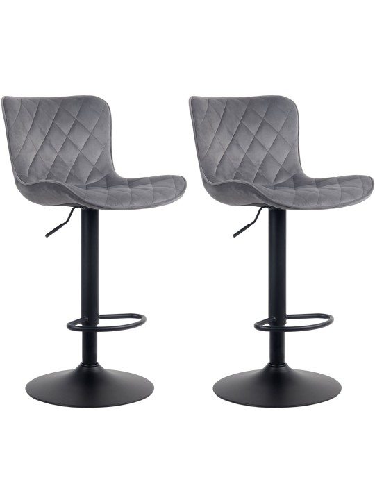 Juego de 2 taburetes de bar Emma terciopelo, gris oscuro