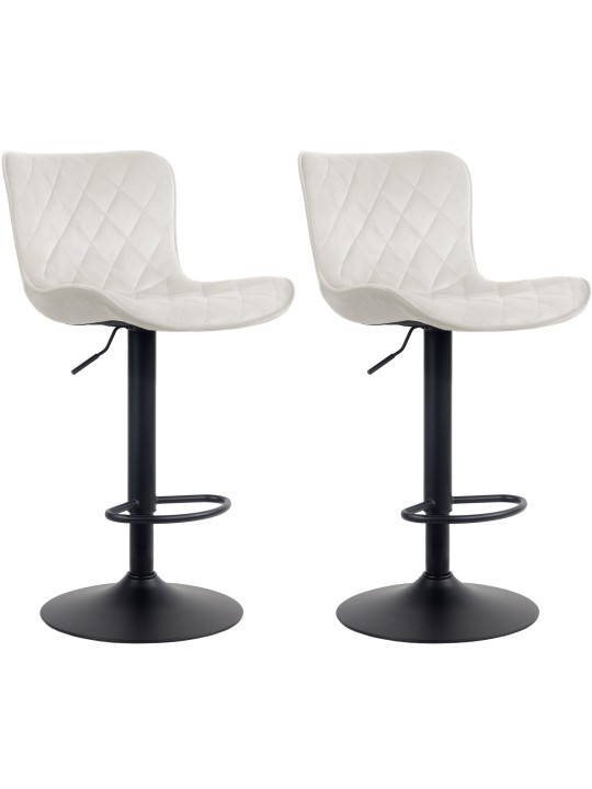 Juego de 2 taburetes de bar Emma terciopelo, crema