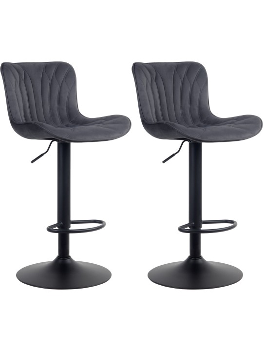 Juego de 2 taburetes de bar Linus terciopelo, negro Juego de 2 taburetes de bar Linus terciopelo, negro
