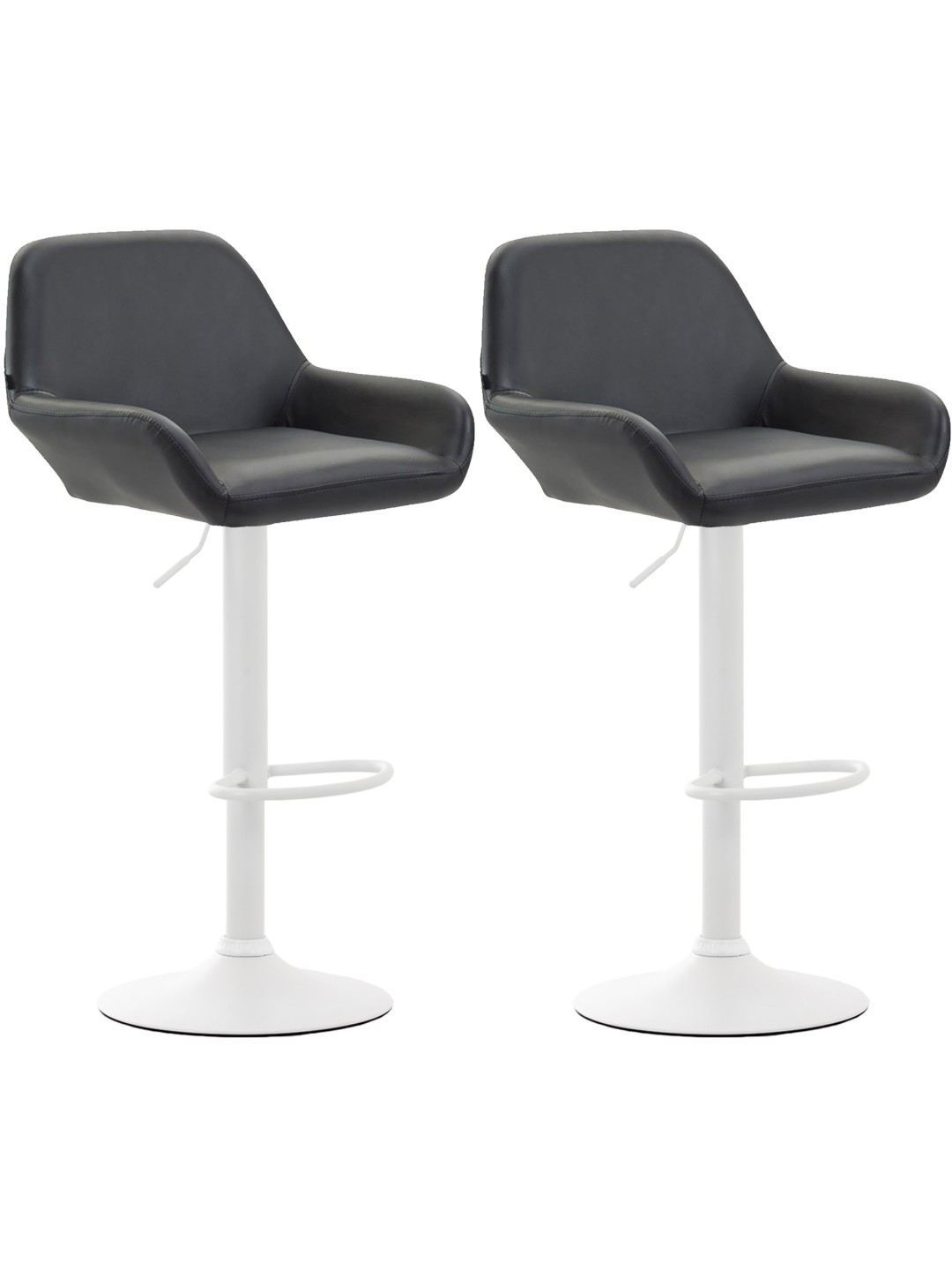 Juego de 2 taburetes de bar Braga piel sintética, negro