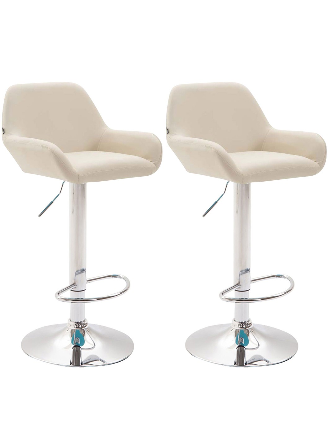 Juego de 2 taburetes de bar Braga polipiel cromado, crema