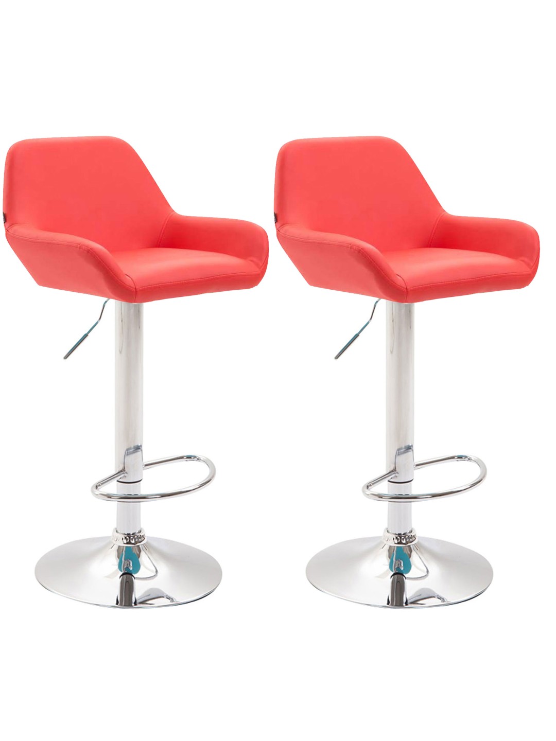 Juego de 2 taburetes de bar Braga polipiel cromado, rojo