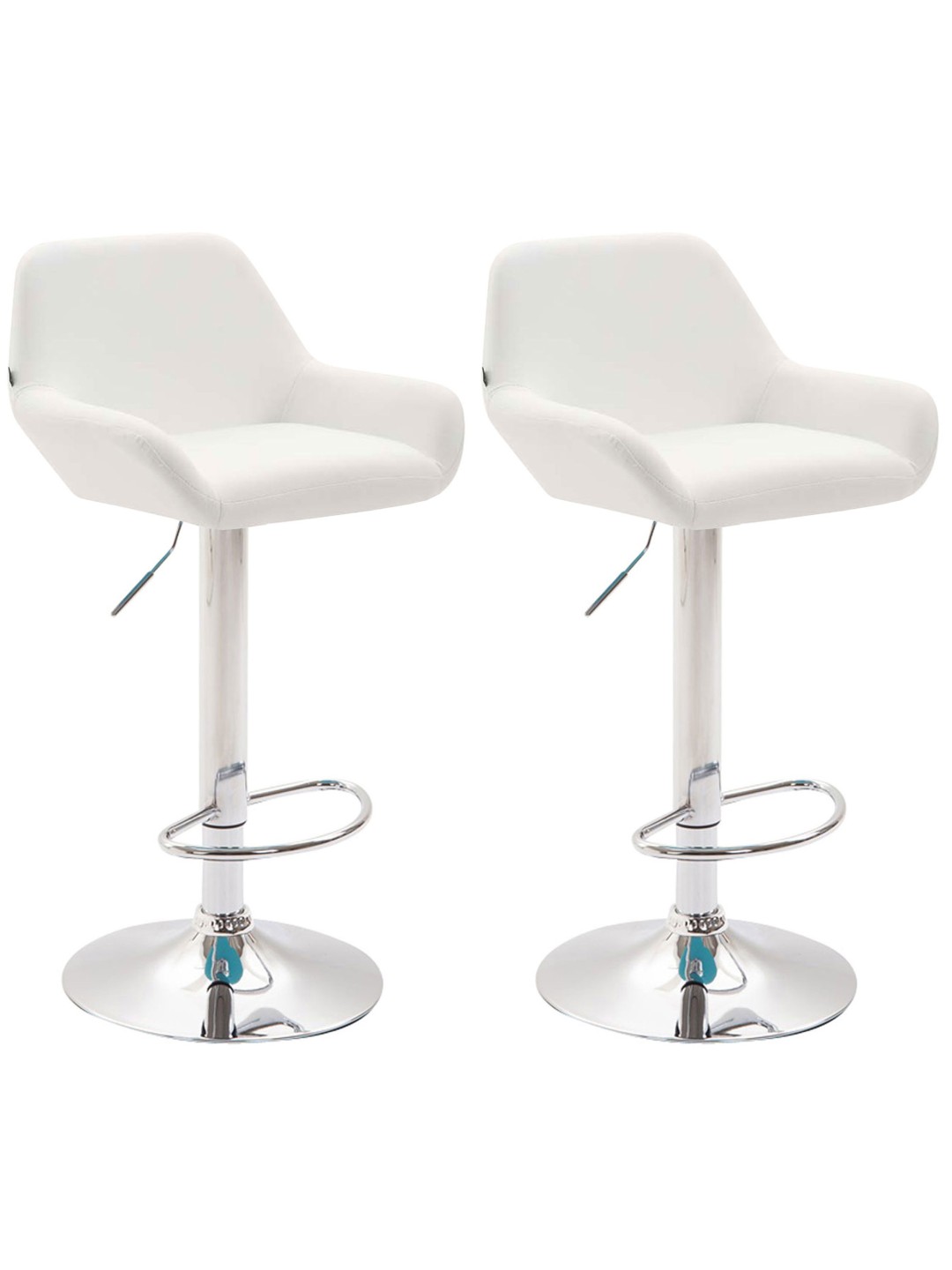 Juego de 2 taburetes de bar Braga polipiel cromado, blanco