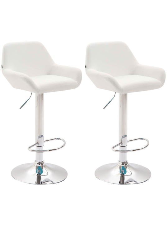 Juego de 2 taburetes de bar Braga polipiel cromado, blanco