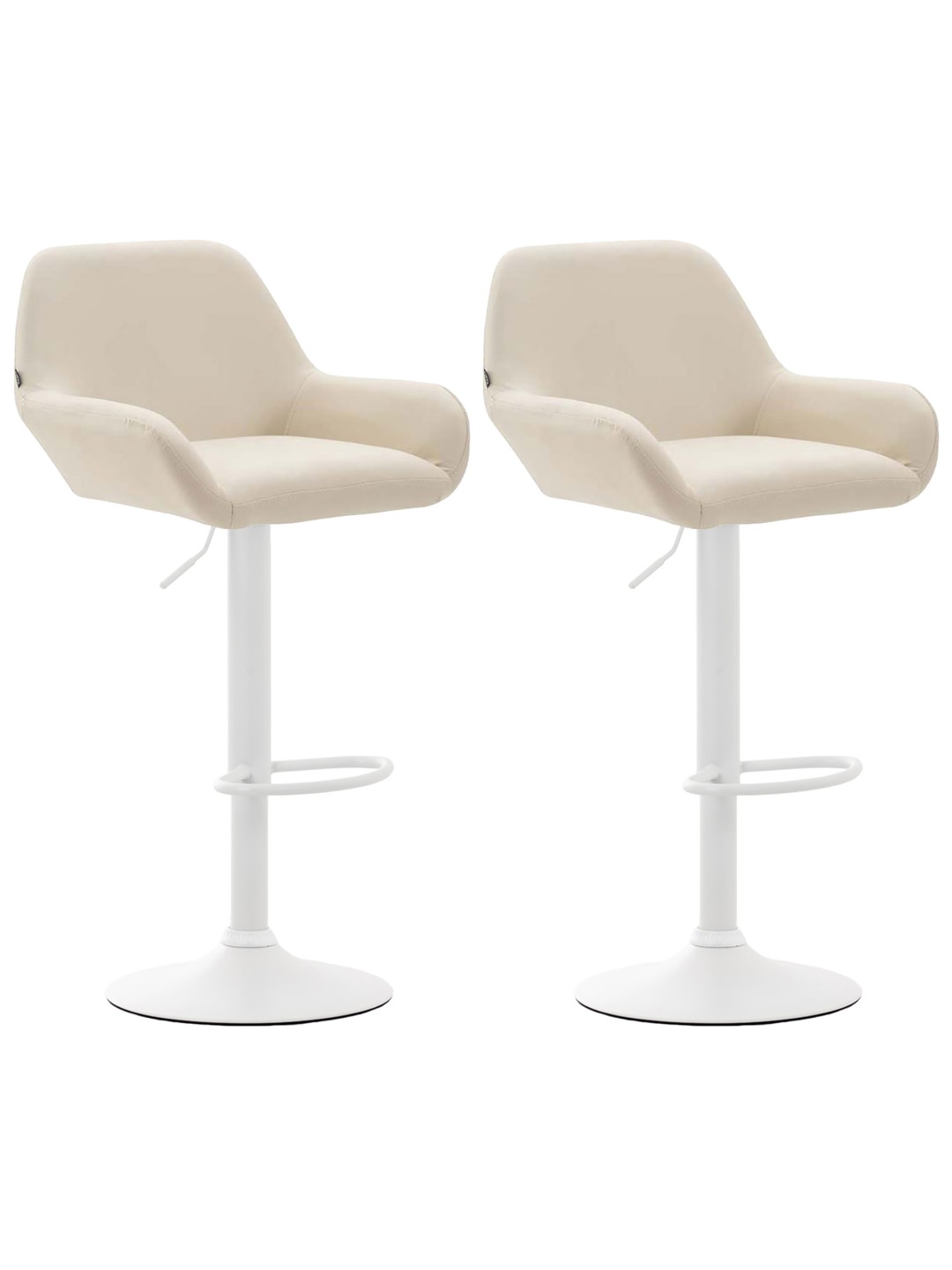 Juego de 2 taburetes de bar Braga piel sintética, crema