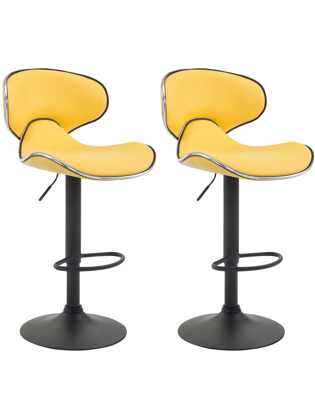 Juego de 2 taburetes de bar Las Vegas V2 de piel sintética, amarillo