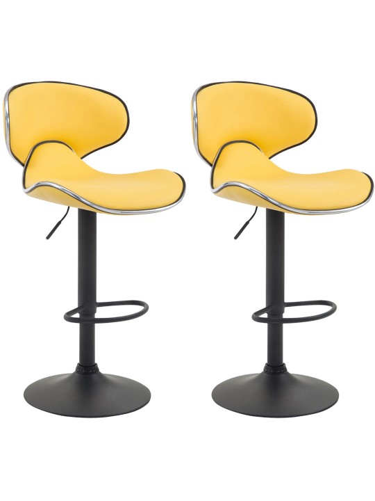 Juego de 2 taburetes de bar Las Vegas V2 de piel sintética, amarillo