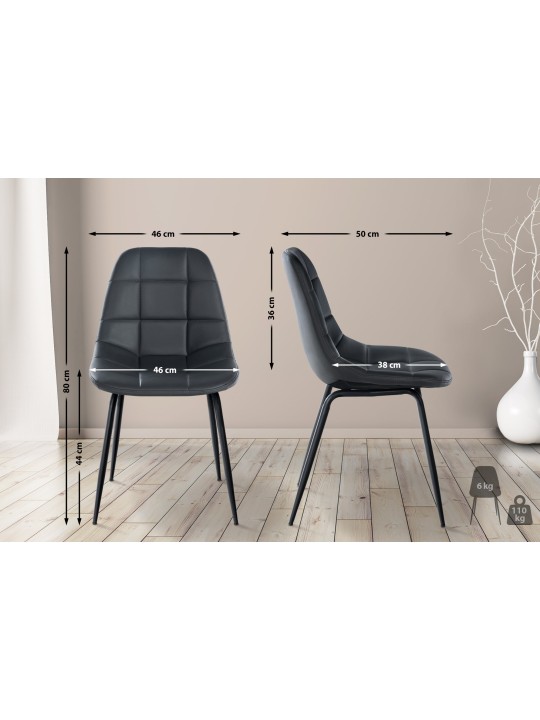 Silla Tom símil piel, gris