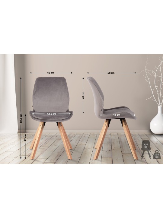 Silla Luna Terciopelo, gris Silla Luna Terciopelo, gris