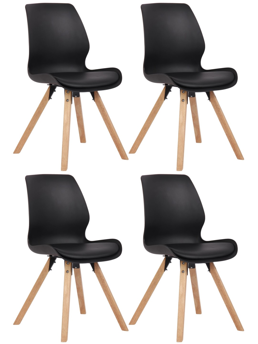 Conjunto de 4 sillas Luna plástico, negro