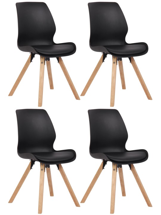 Conjunto de 4 sillas Luna plástico, negro Conjunto de 4 sillas Luna plástico, negro