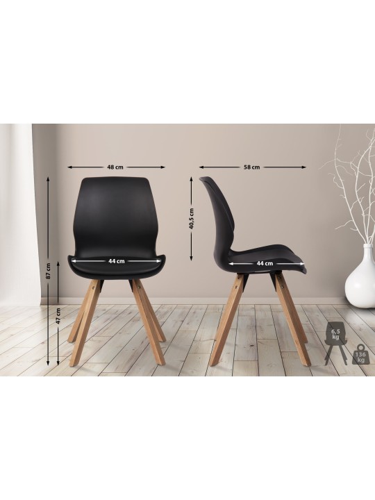 Conjunto de 4 sillas Luna plástico, negro Conjunto de 4 sillas Luna plástico, negro