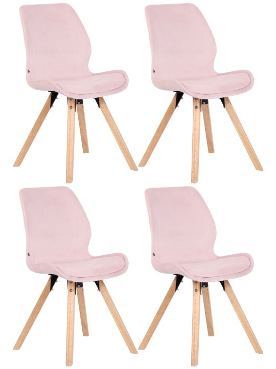 Conjunto de 4 sillas Luna terciopelo, rosa Conjunto de 4 sillas Luna terciopelo, rosa