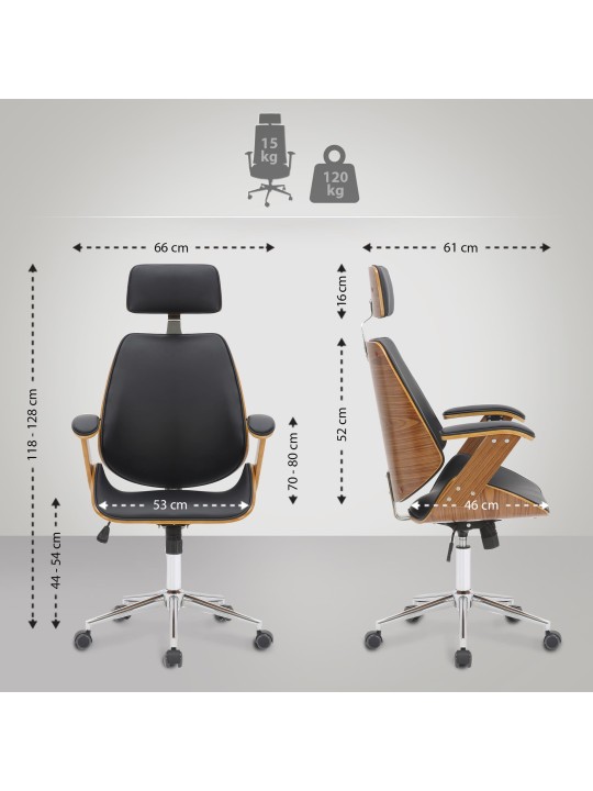 Silla de oficina Chicago polipiel, nogal/negro Silla de oficina Chicago polipiel, nogal/negro