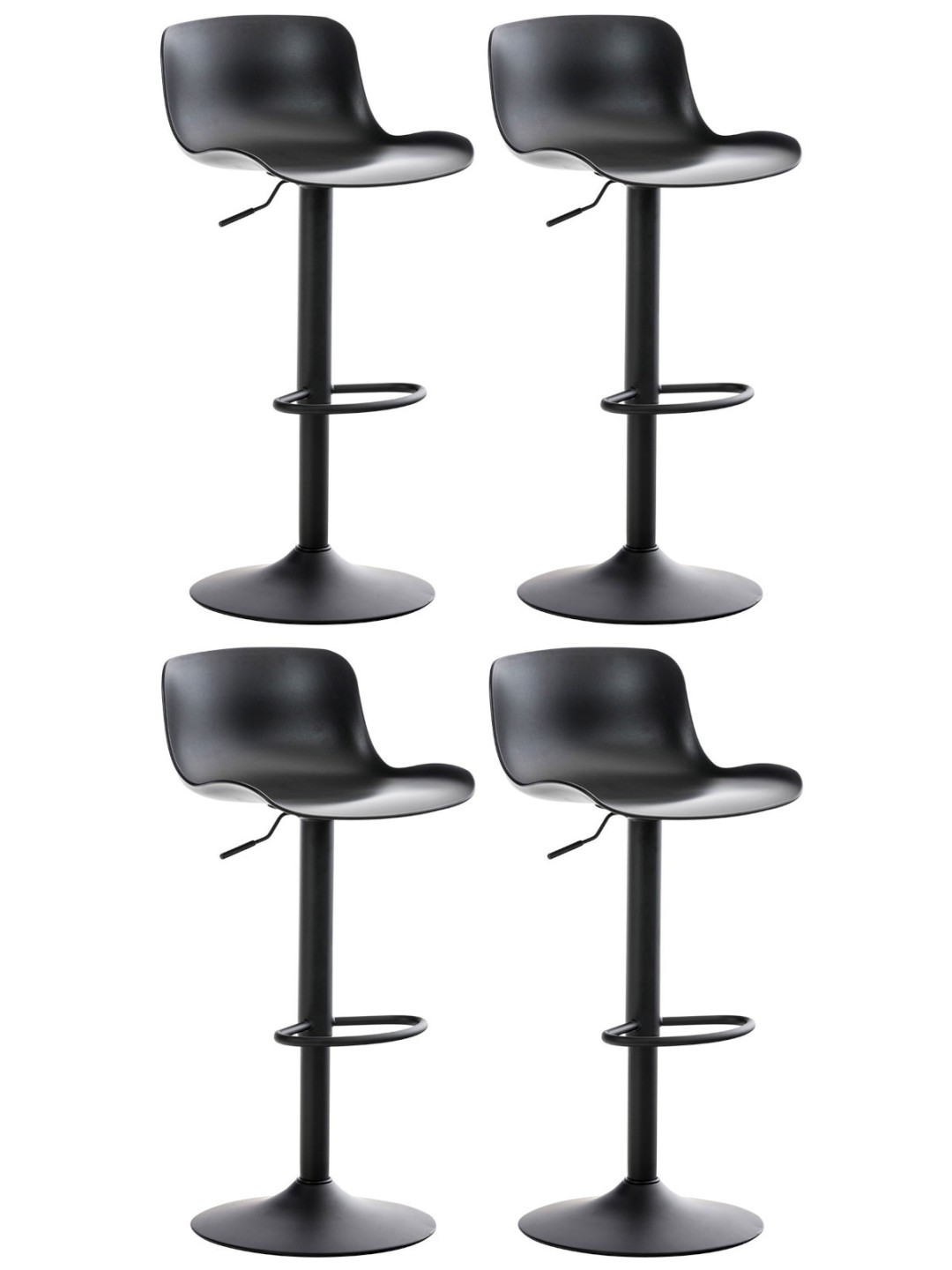 Juego de 4 taburetes de bar Almada, negro