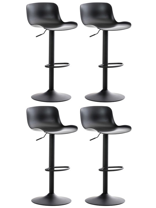 Juego de 4 taburetes de bar Almada, negro