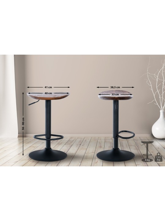 Juego de 2 taburetes de bar Skelde, nogal Juego de 2 taburetes de bar Skelde, nogal