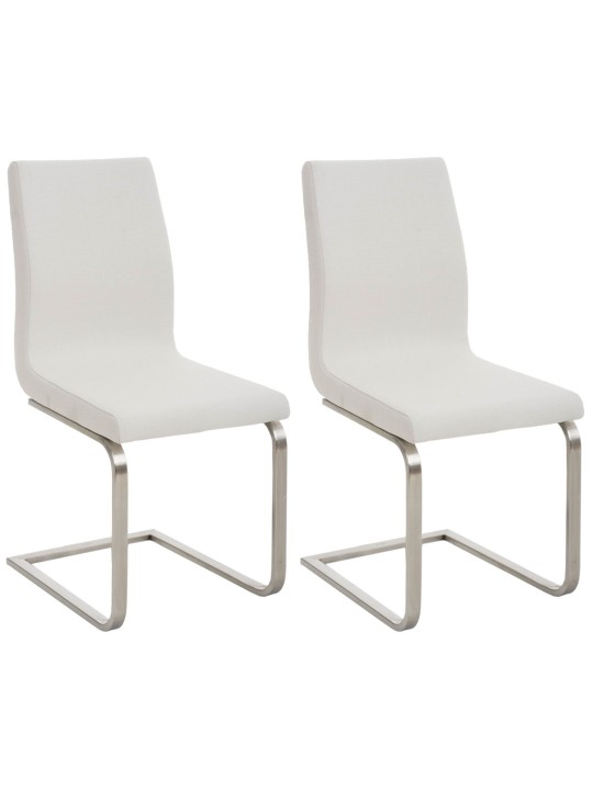 Juego de 2 sillas de comedor tela Belfort, blanco