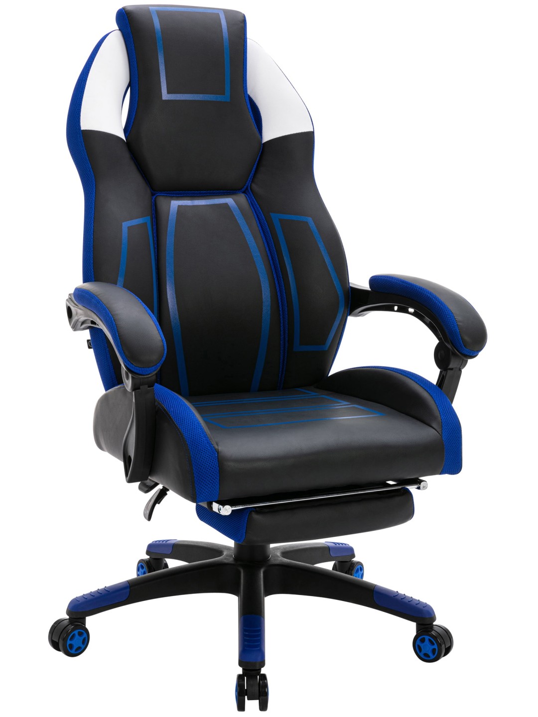 Silla de oficina Clovis piel sintética, negro/azul