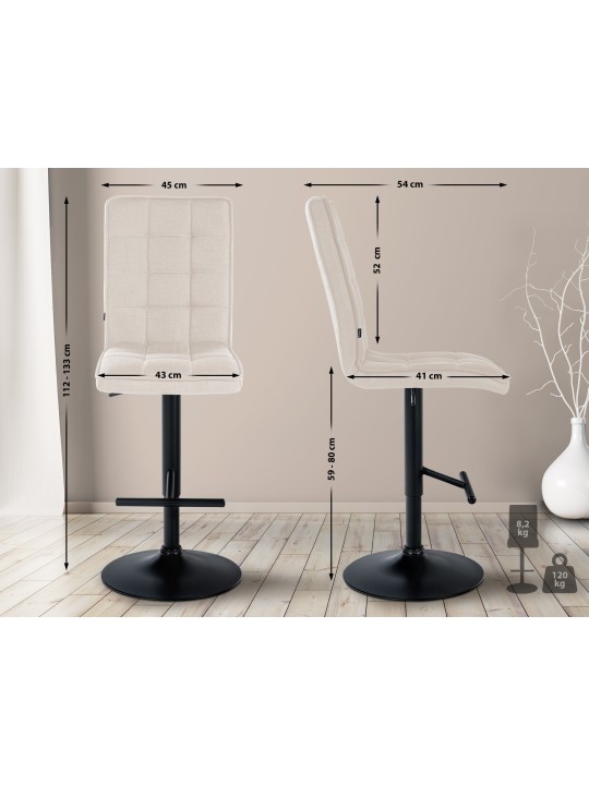 Taburete de bar Peking V2 tela, crema