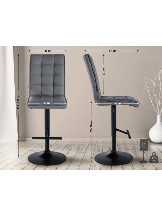 Taburete de bar Pekín V2 cuero artificial, gris