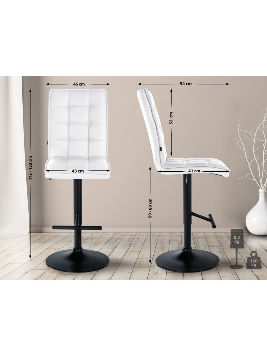 Taburete de bar Pekín V2 cuero artificial, blanco