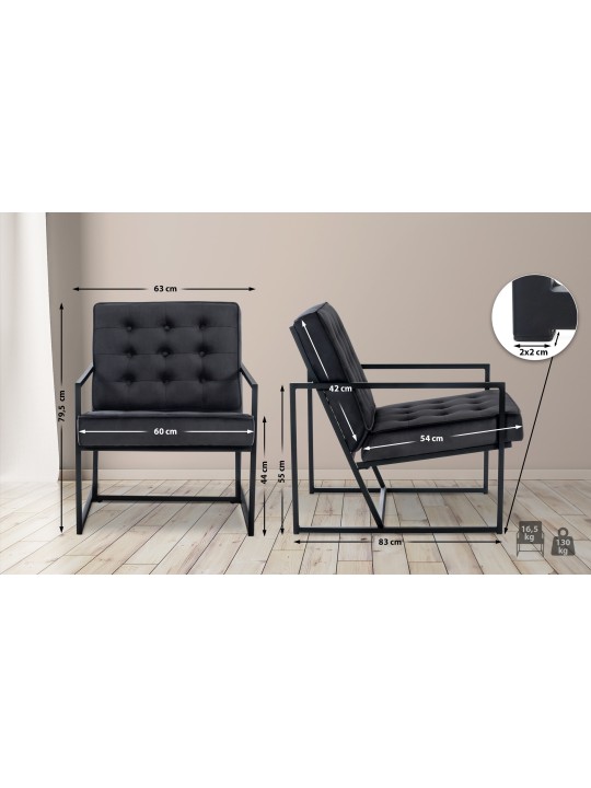 Tumbona Avon terciopelo, gris Tumbona Avon terciopelo, gris