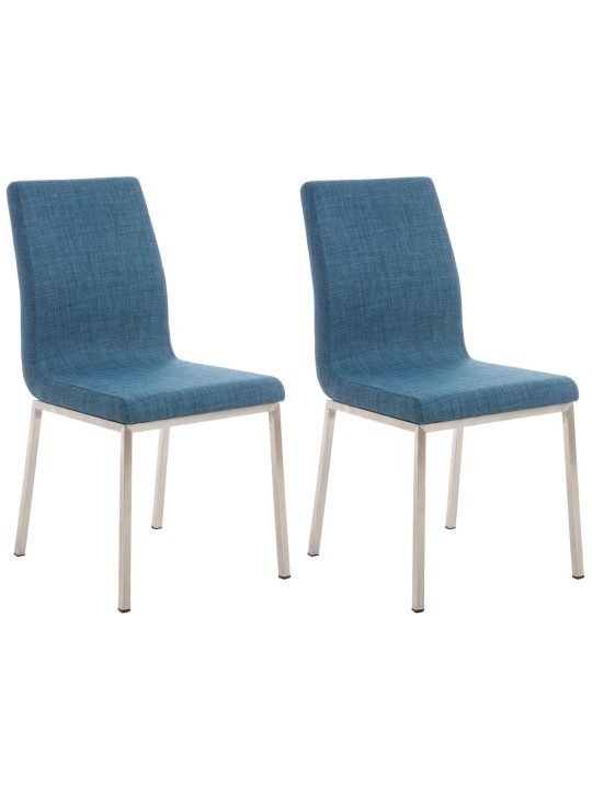 Juego de 2 sillas de comedor tela Colmar, azul