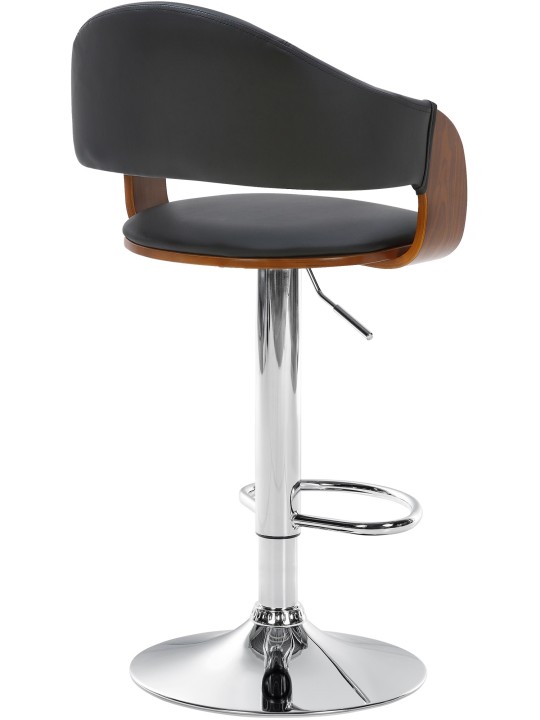 Taburete de bar Nilse piel sintética cromado, nogal/negro