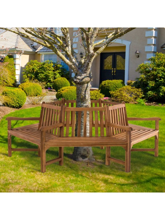 Banco árbol Sonja con reposabrazos 250 cm, teca