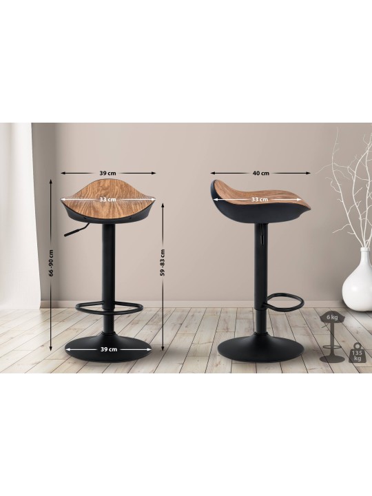 Juego de 2 taburetes de bar Alisson, natural