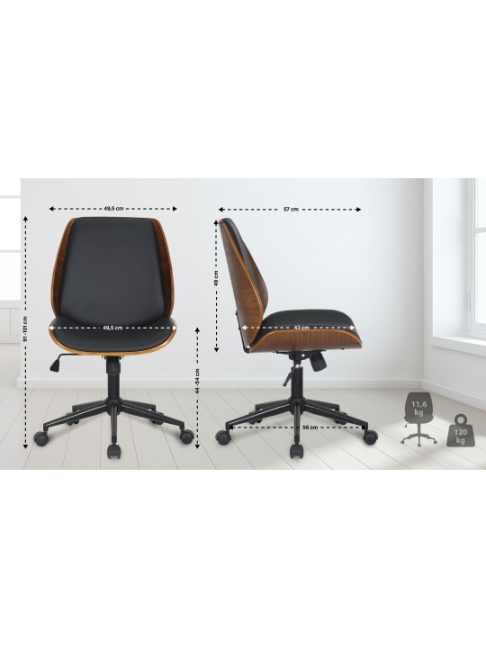 Silla de oficina Mitch, nogal/negro