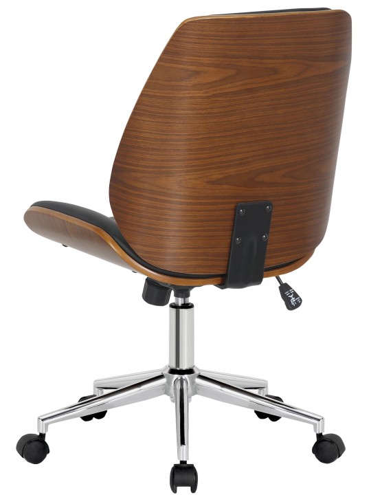 Silla de oficina Mitch cromo, nogal/negro