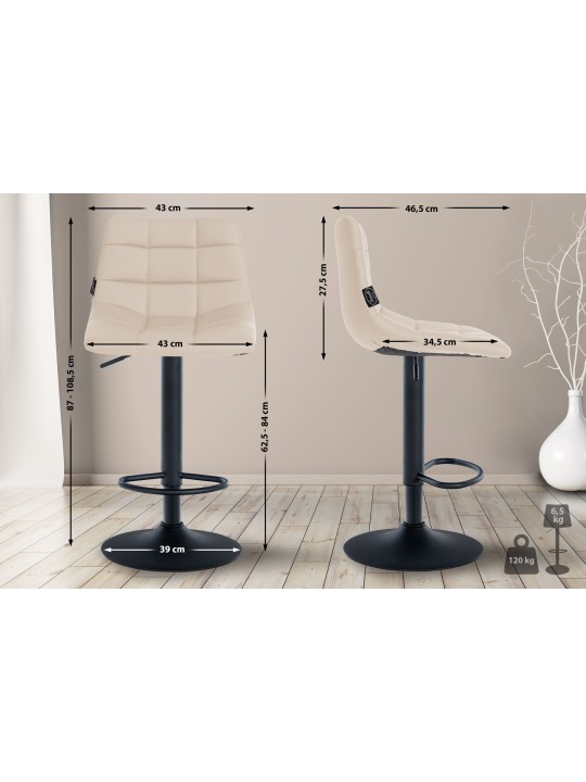 Taburete de bar Jerry de piel sintética, crema