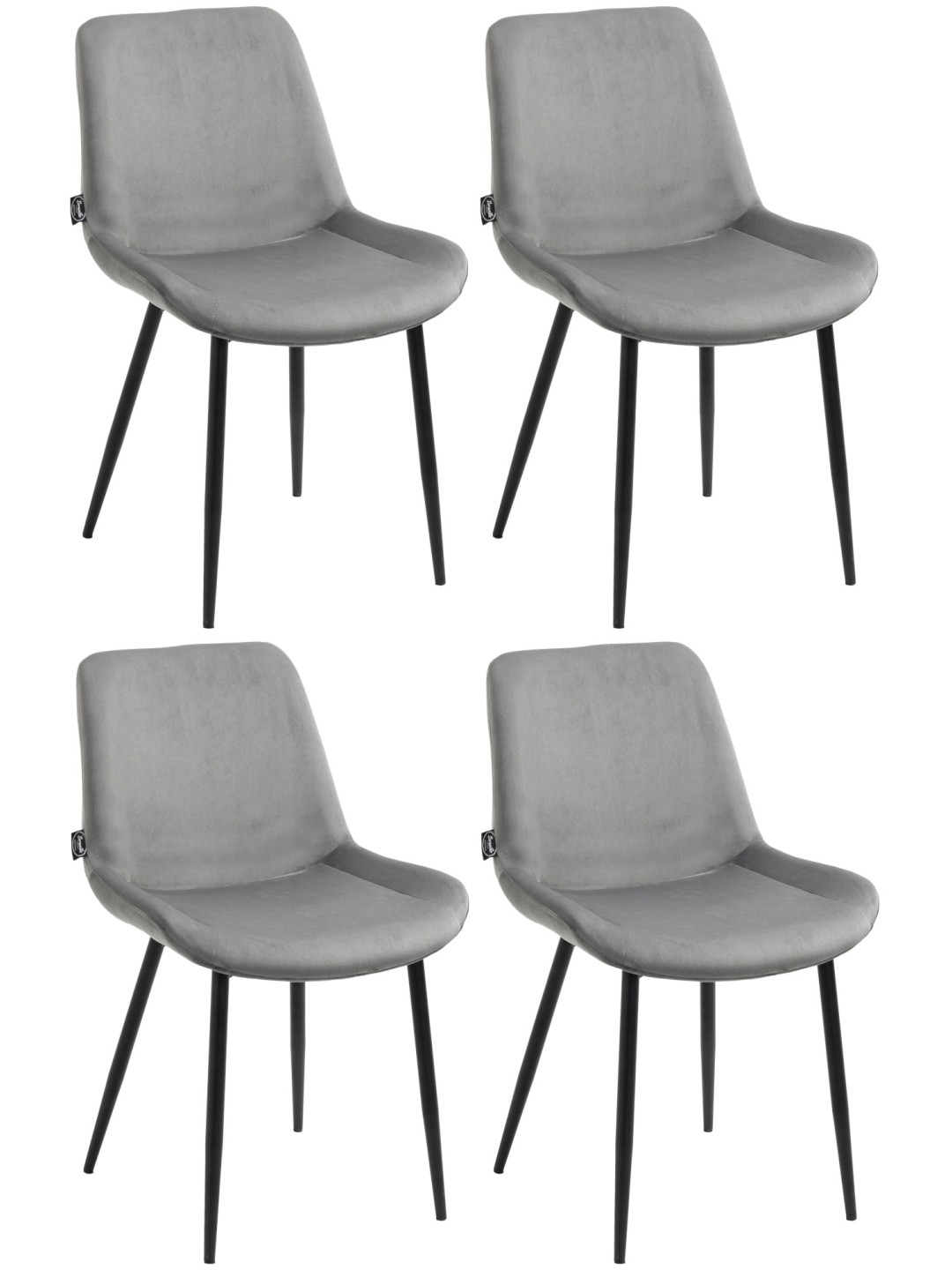 Juego de 4 sillas de comedor Victoria terciopelo, gris
