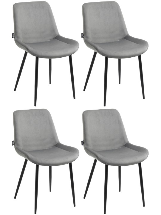 Juego de 4 sillas de comedor Victoria terciopelo, gris Juego de 4 sillas de comedor Victoria terciopelo, gris