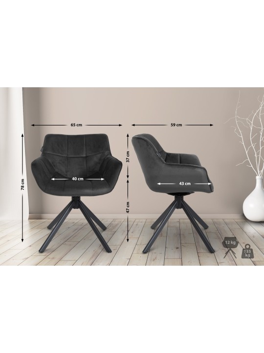 Silla Westport Terciopelo, gris oscuro Silla Westport Terciopelo, gris oscuro