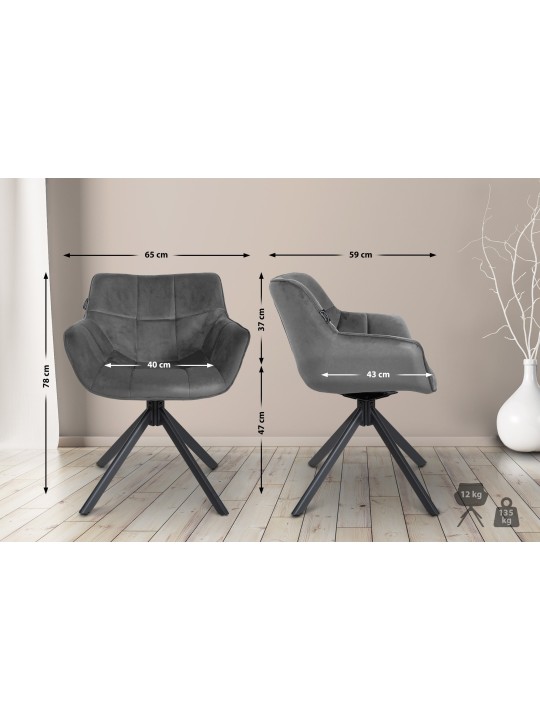 Silla Westport Terciopelo, gris Silla Westport Terciopelo, gris