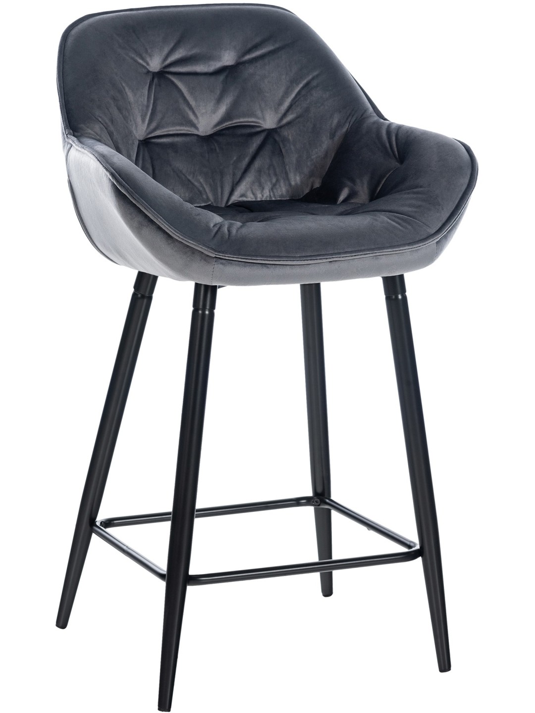 Taburete de bar Gibson 76 terciopelo, gris oscuro
