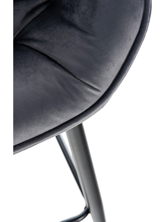 Taburete de bar Gibson 76 terciopelo, gris oscuro
