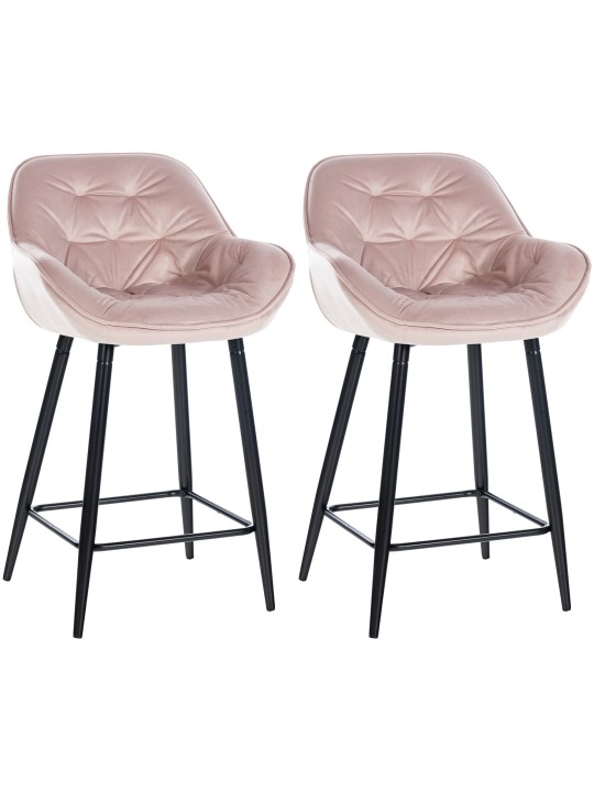 Juego de 2 taburetes de bar Gibson 76 terciopelo, rosa