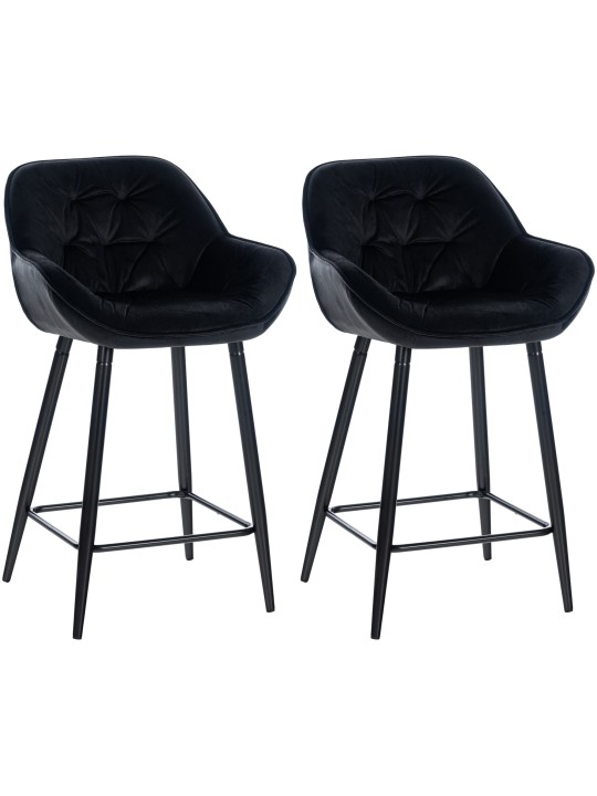 Juego de 2 taburetes de bar Gibson 76 terciopelo, negro