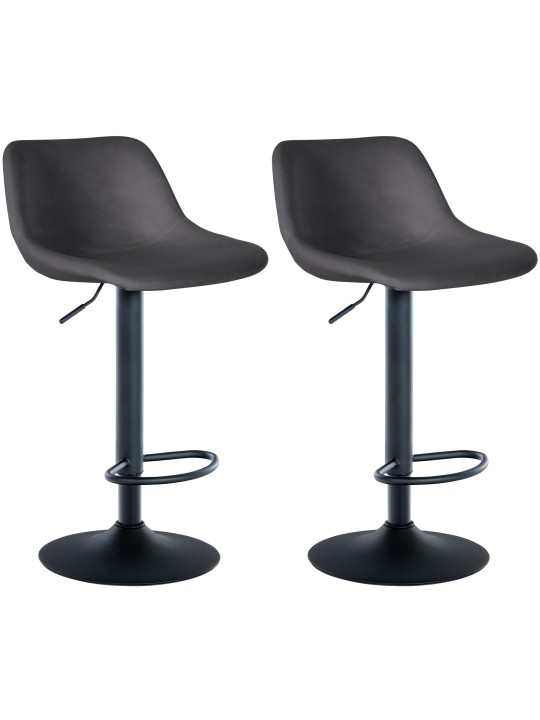 Juego de 2 taburetes de bar loft terciopelo, gris oscuro