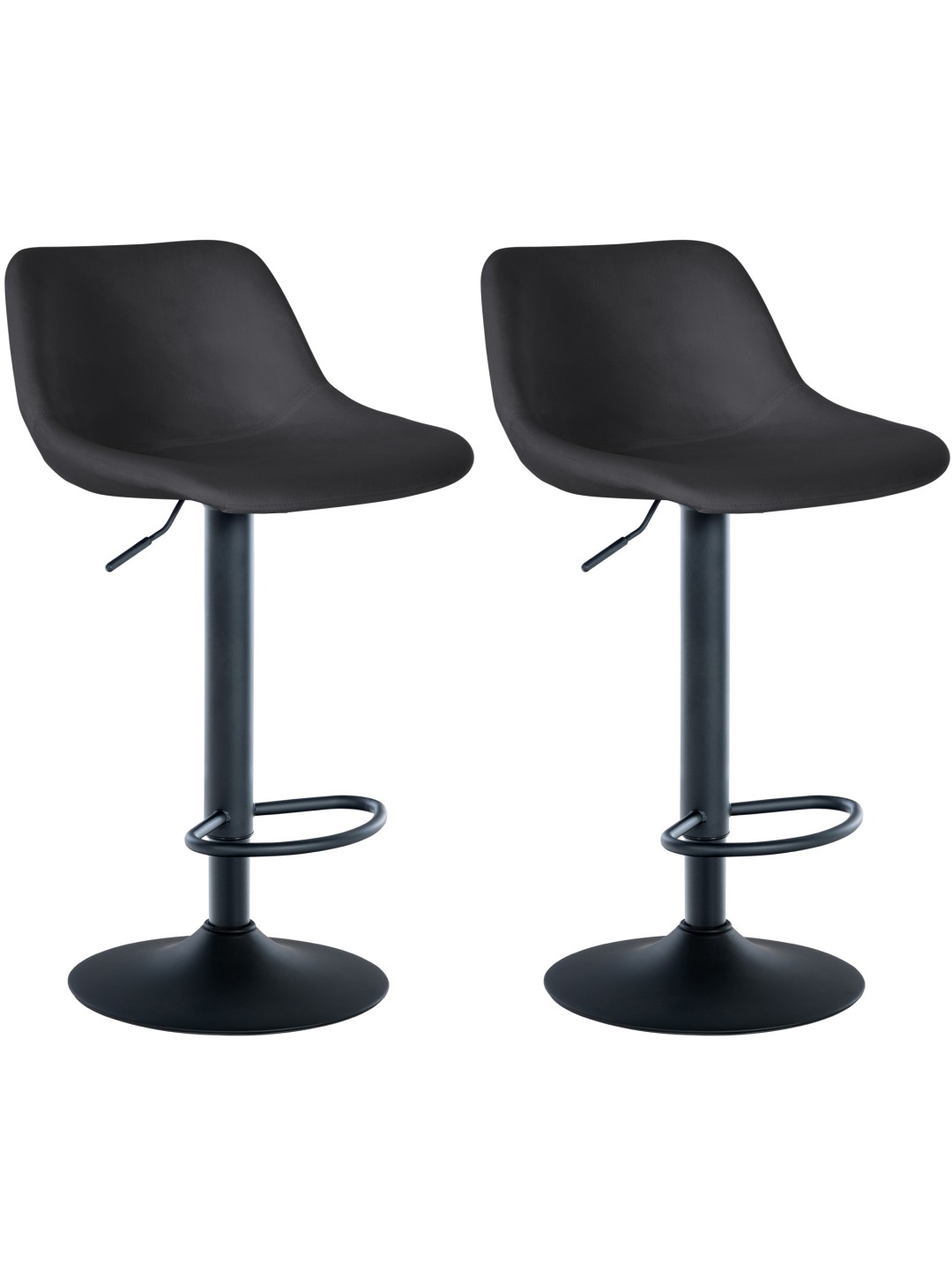 Juego de 2 taburetes de bar loft terciopelo, negro