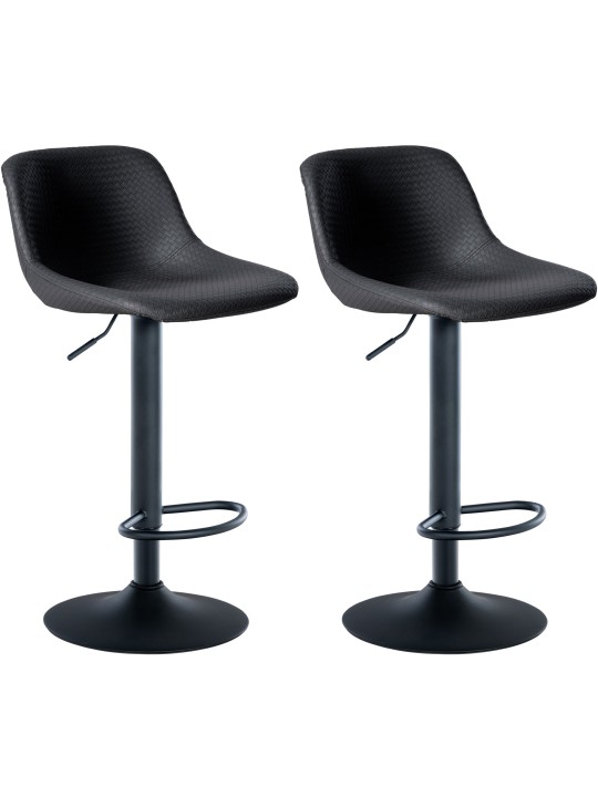 Juego de 2 taburetes de bar Loft de piel sintética, negro